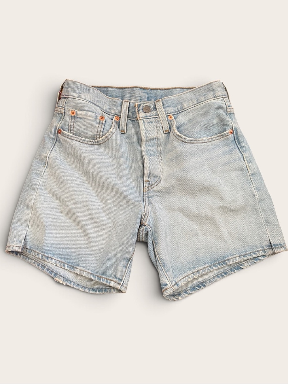 Levi’s 501 Original High Rise Denim Shorts W26 Light Wash Longline